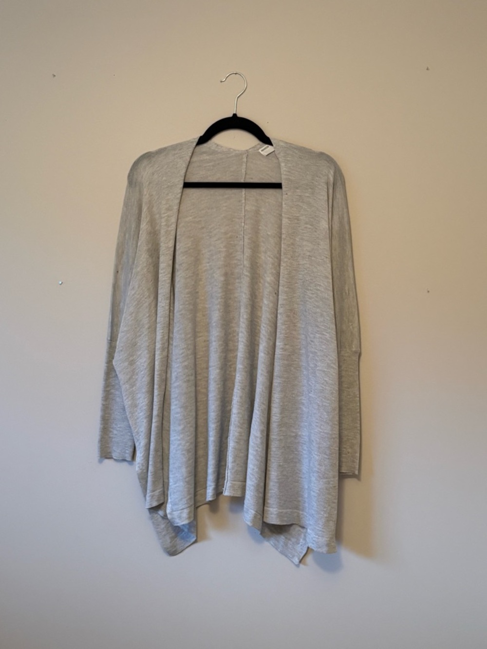Light Gray Draped Open-Front Cardigan